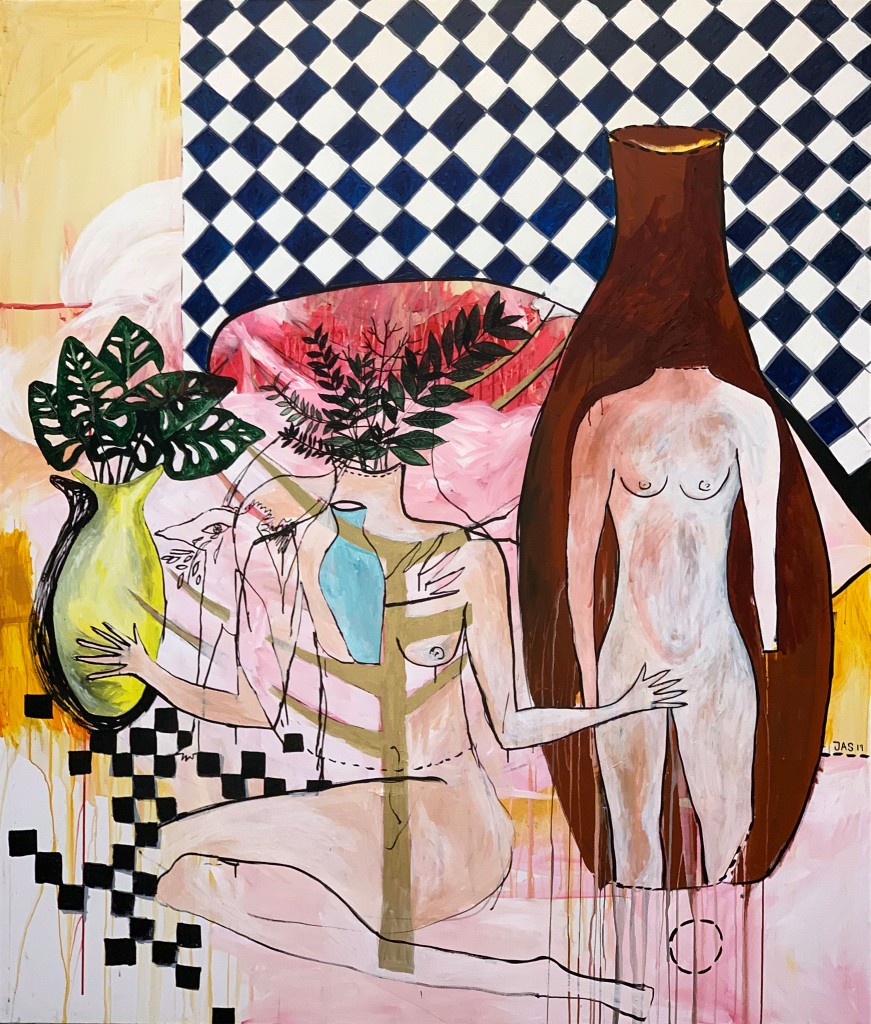 6---when-a-woman-watered-the-plants-.-Acrylic-on-canvas-.-200x160cm-2019